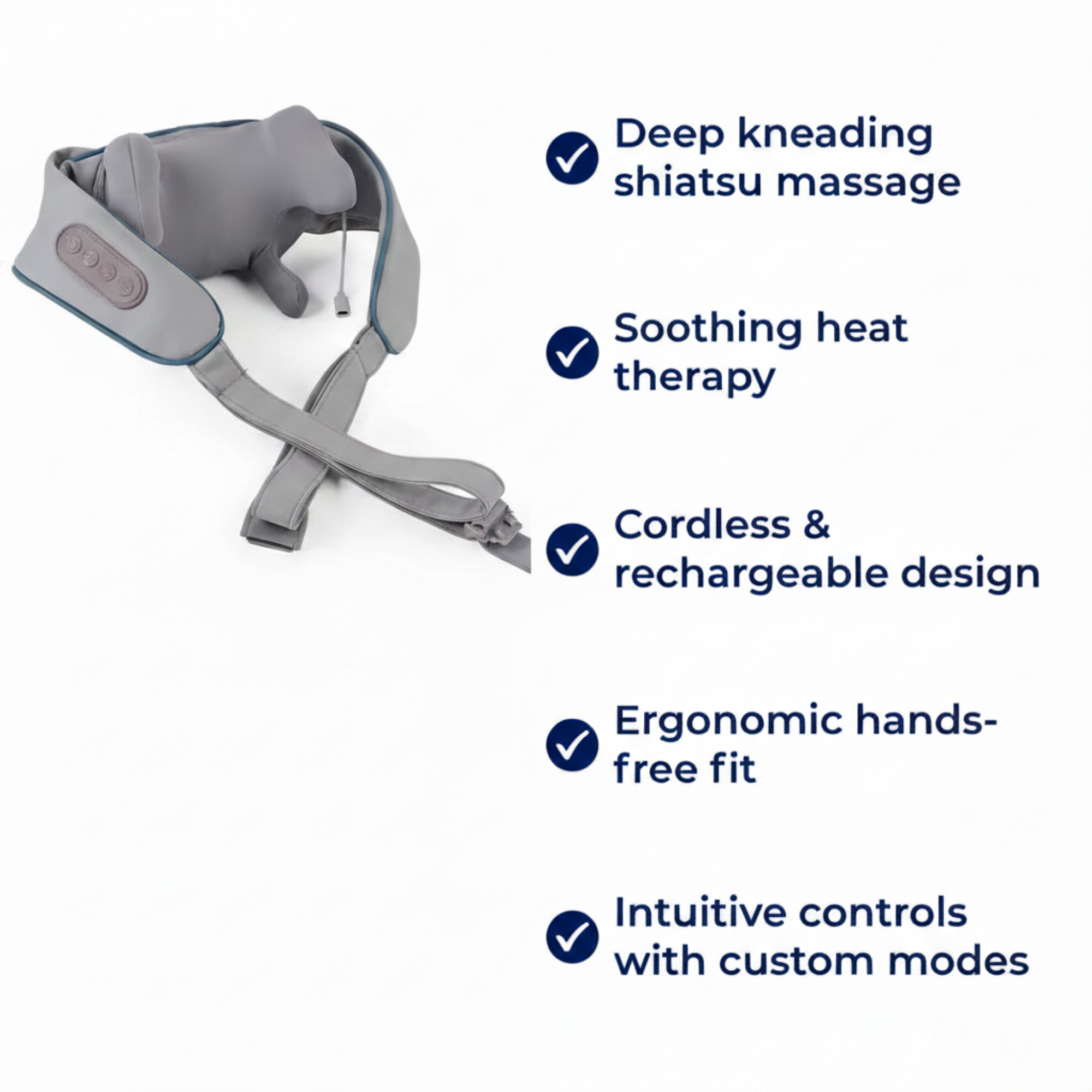 Cordless Heated Shiatsu Neck Massager | Portable Neck and Shoulder Relief