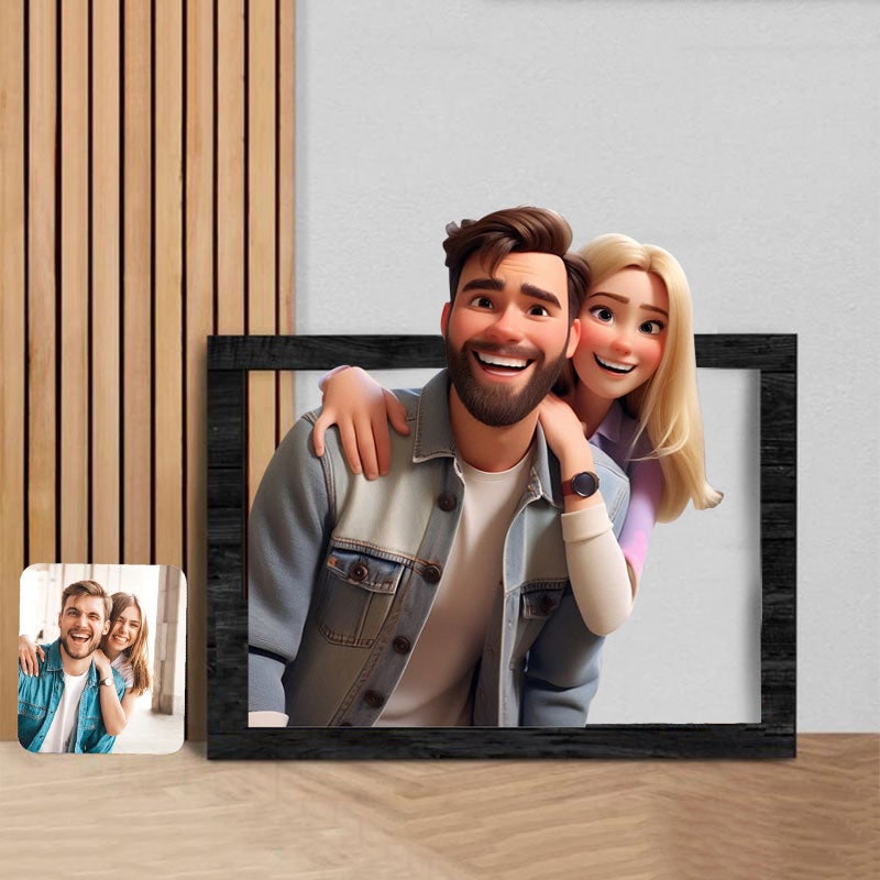 3D Cartoon Portrait Frame Couples and Pets Unique - Image 1