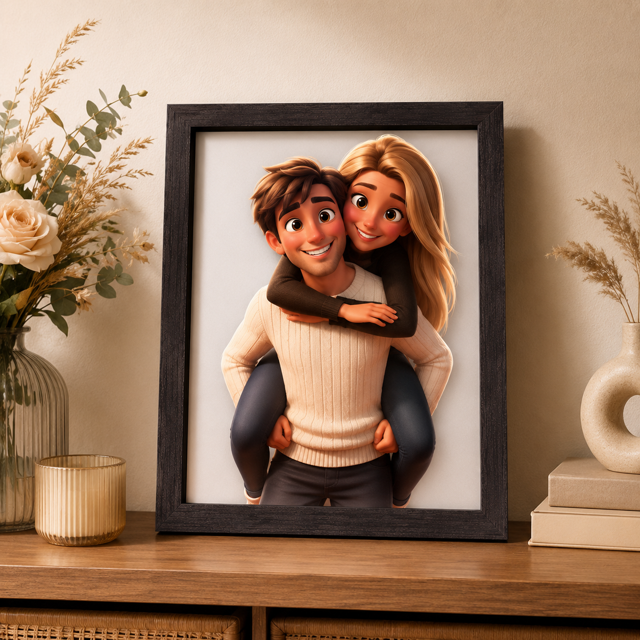 3D Cartoon Portrait Frame Couples and Pets Unique - Image 2