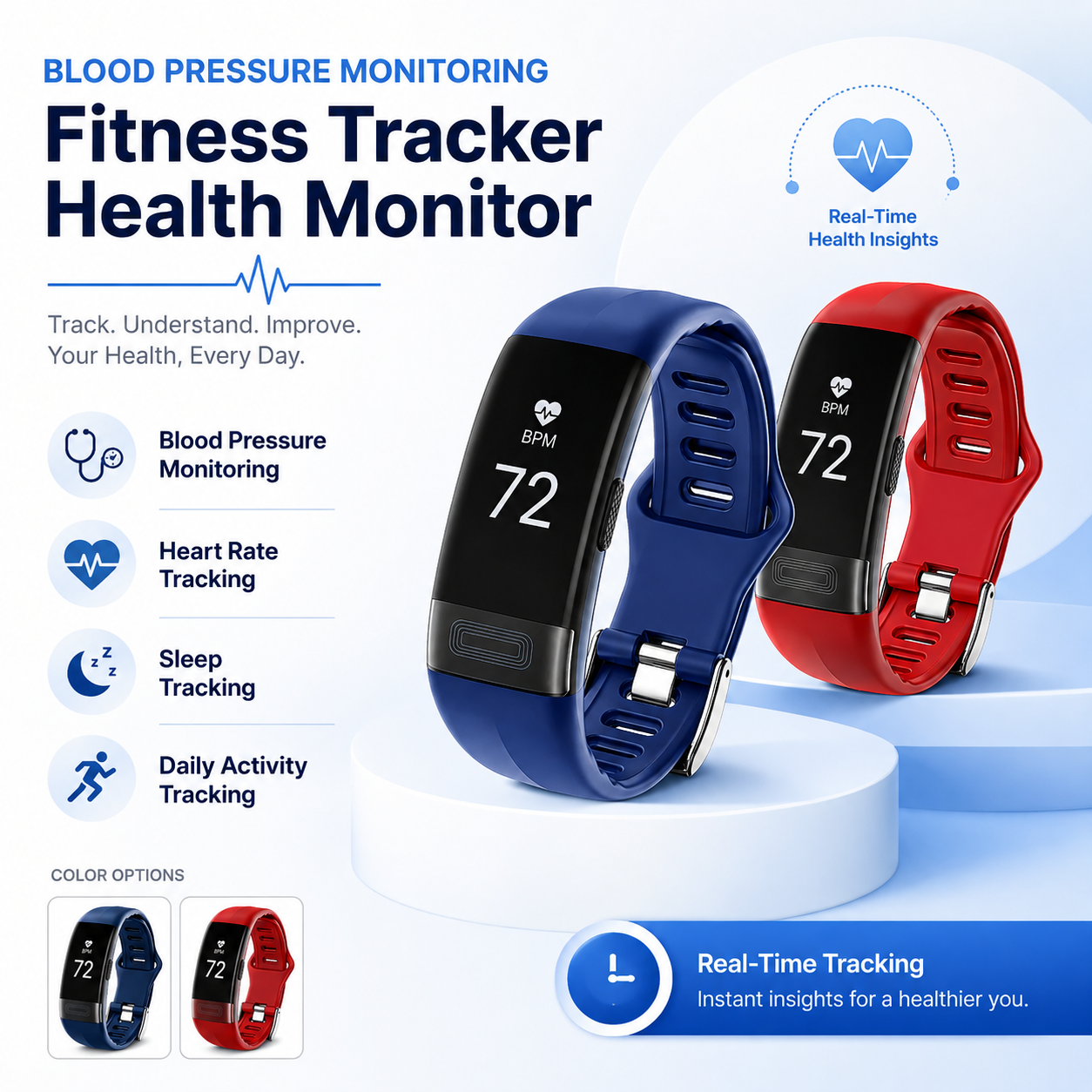 Blood Pressure Monitoring Fitness Tracker Health Monitor