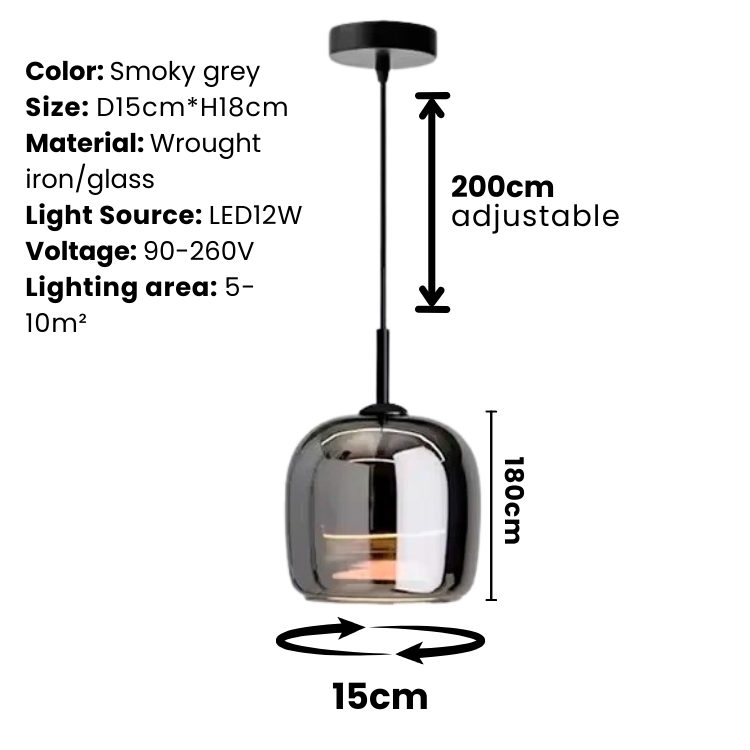 Chic Smoky Grey Glass Pendant Light | Modern Kitchen Pendant Lighting 2
