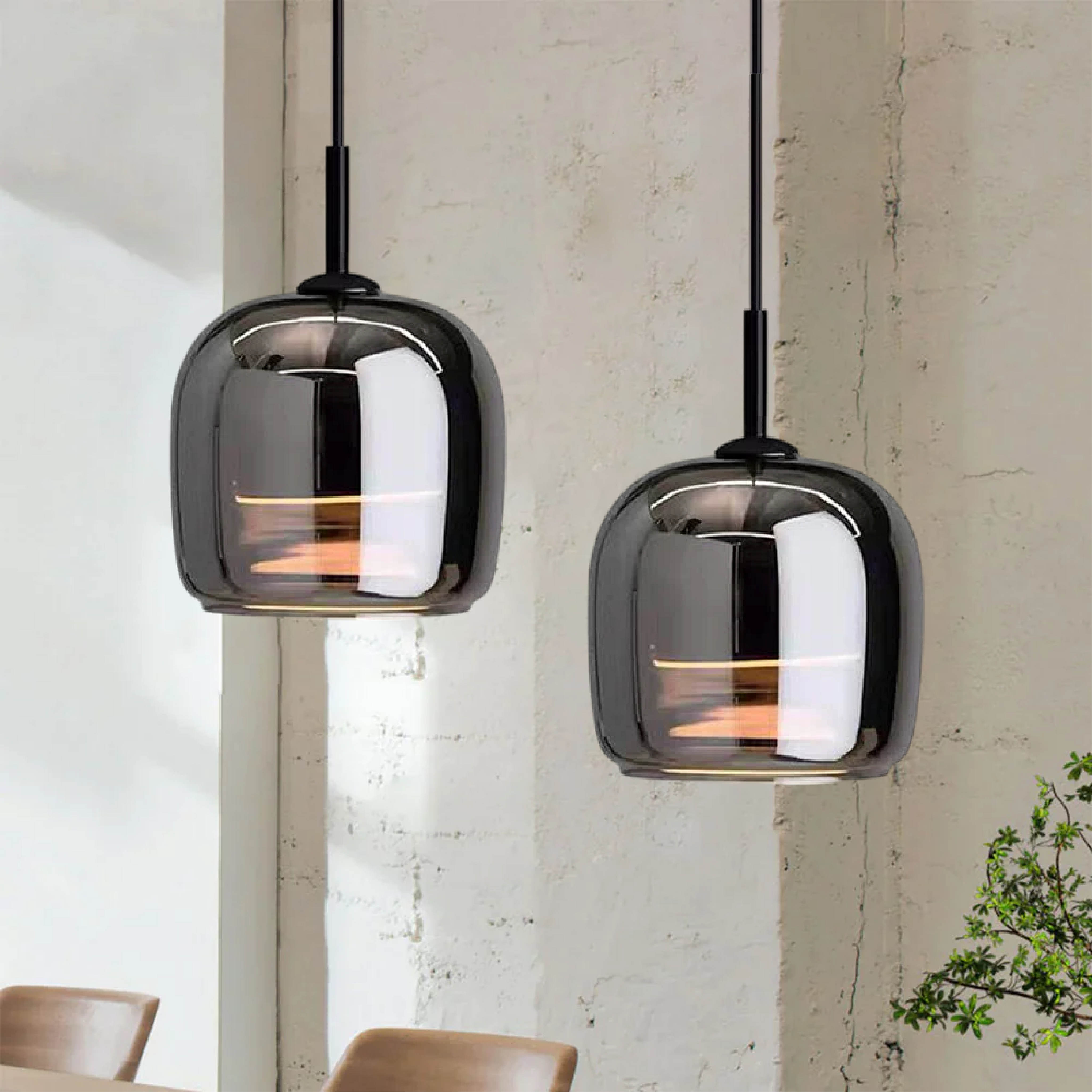 Chic Smoky Grey Glass Pendant Light | Modern Kitchen Pendant Lighting 6