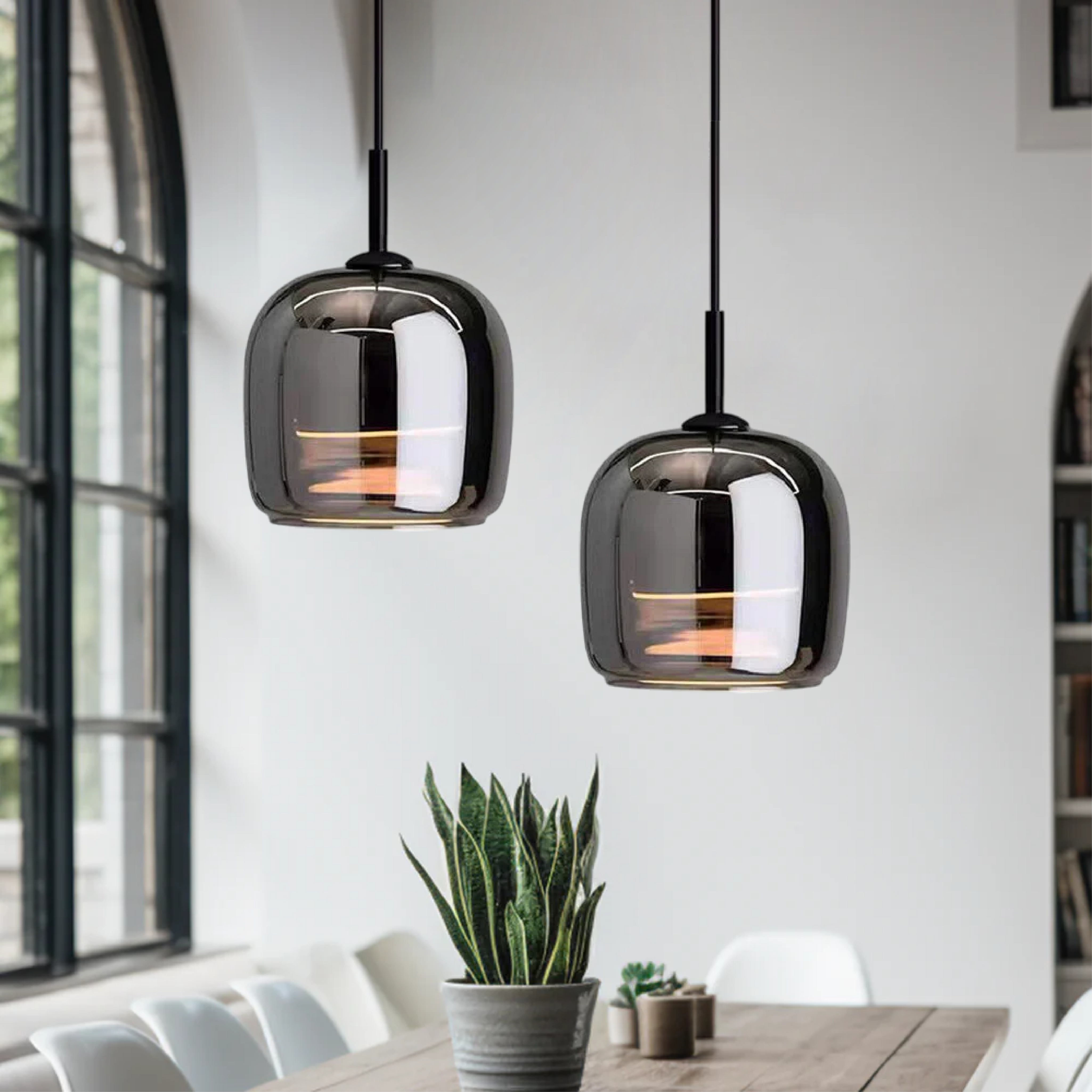 Chic Smoky Grey Glass Pendant Light | Modern Kitchen Pendant Lighting 7