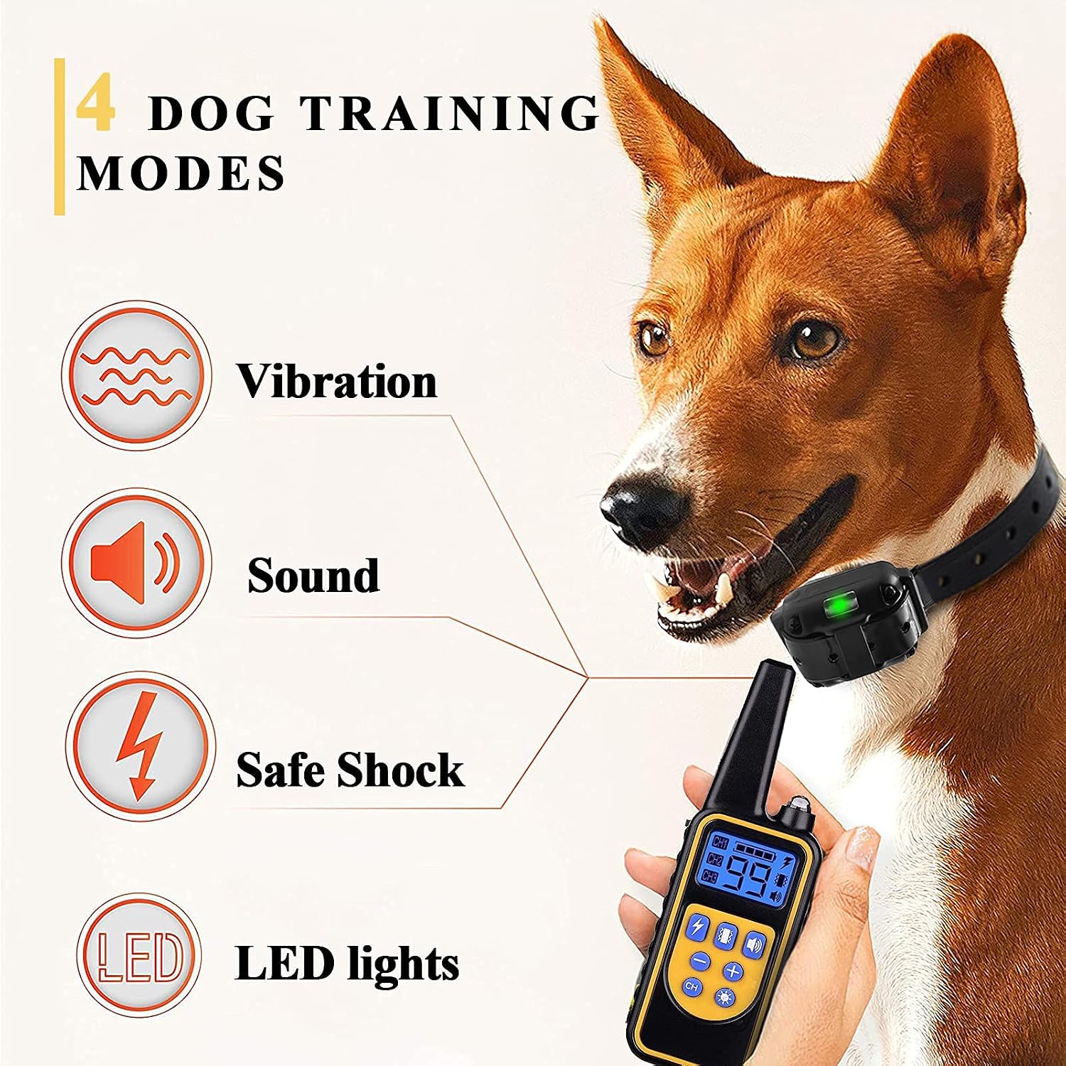 Dog Training Collar Remote Control 3 Modes Adjustable Levels