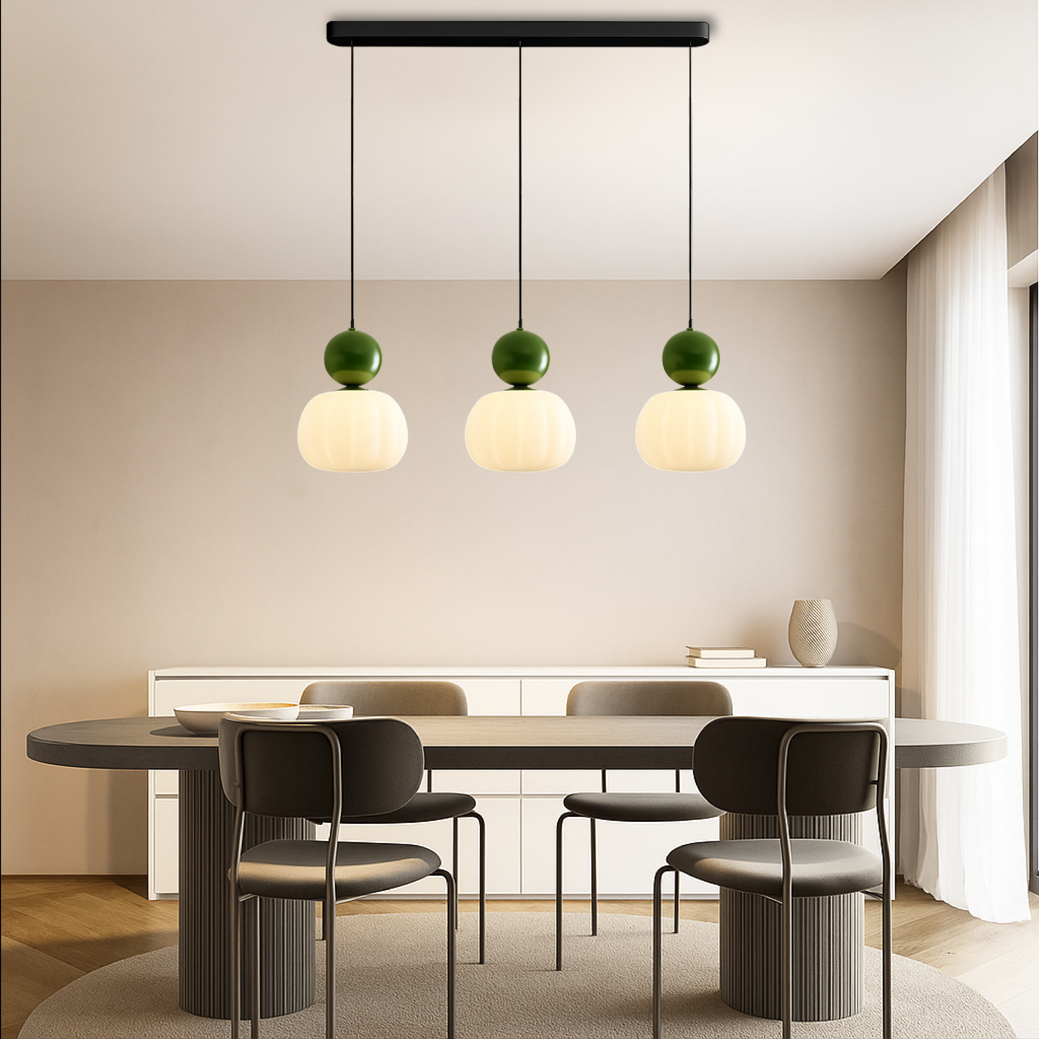 Elegant Art Deco Pendant Light | Glass & Adjustable Height 3