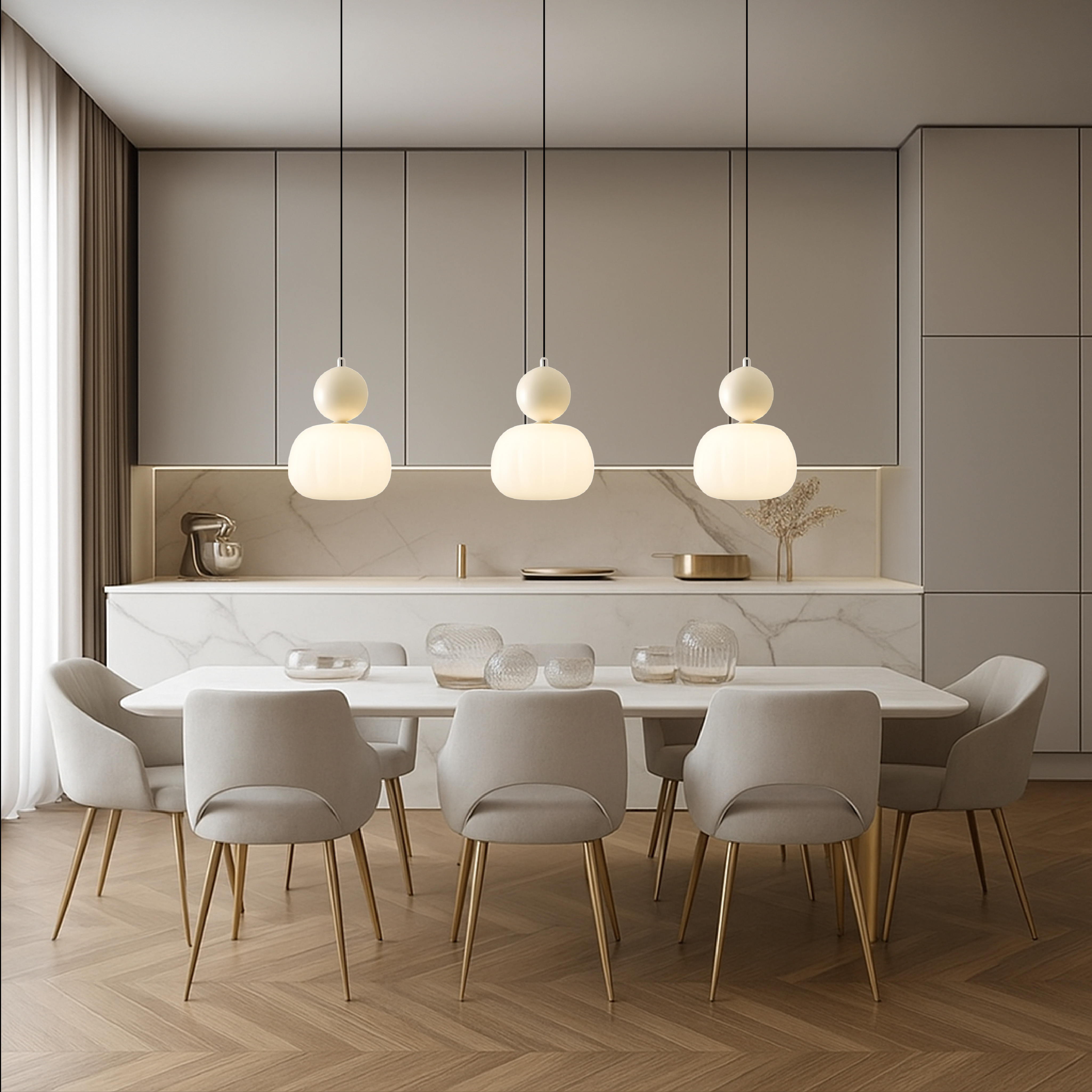 Elegant Art Deco Pendant Light | Glass & Adjustable Height 4