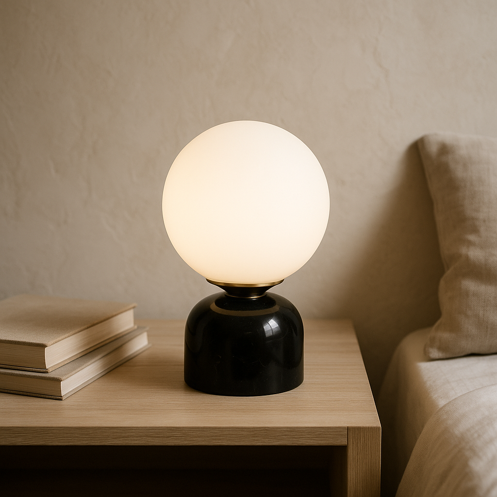 Elegant Marble Table Lamp | Soft Warm Glow | Bedside & Living Room Use 0