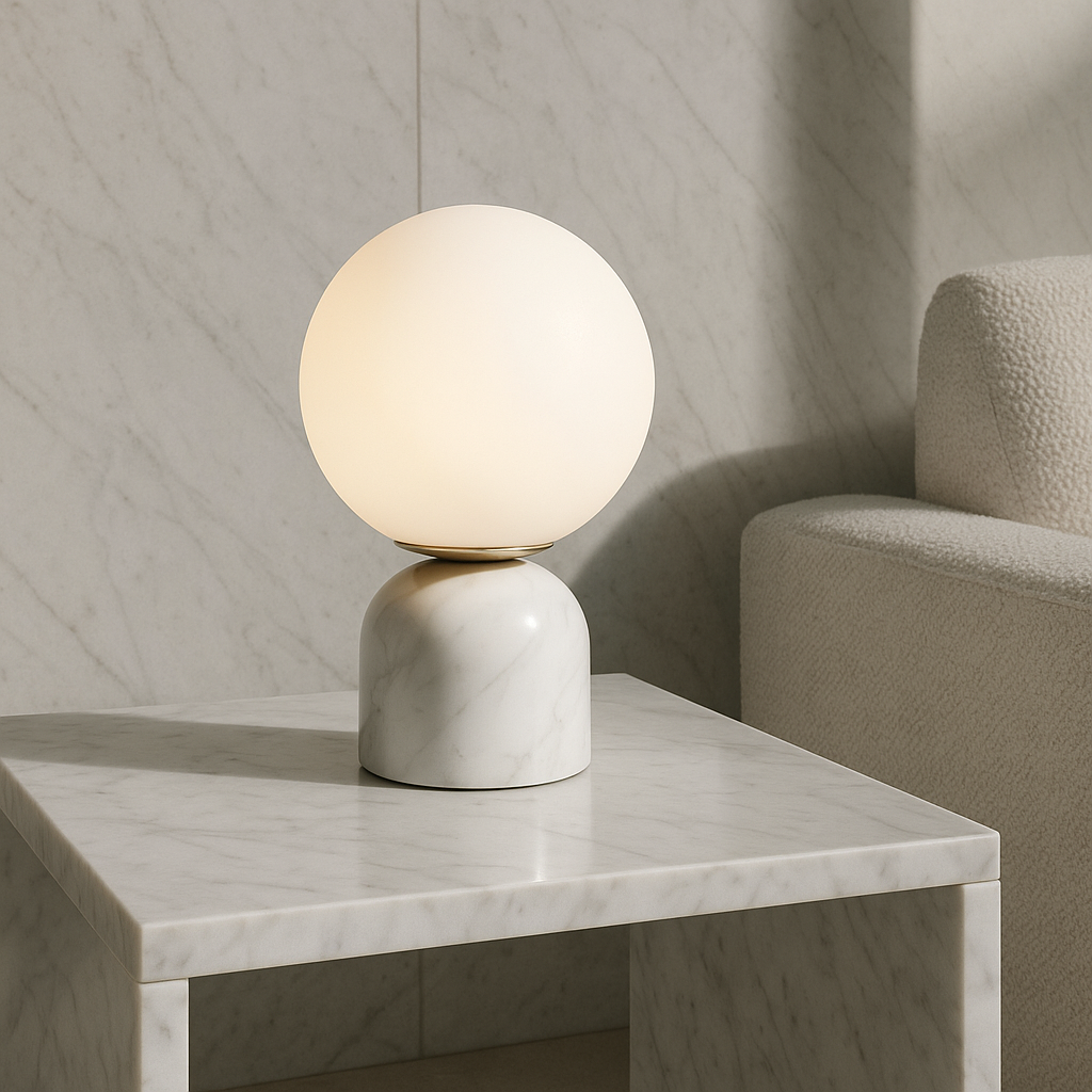 Elegant Marble Table Lamp | Soft Warm Glow | Bedside & Living Room Use 10