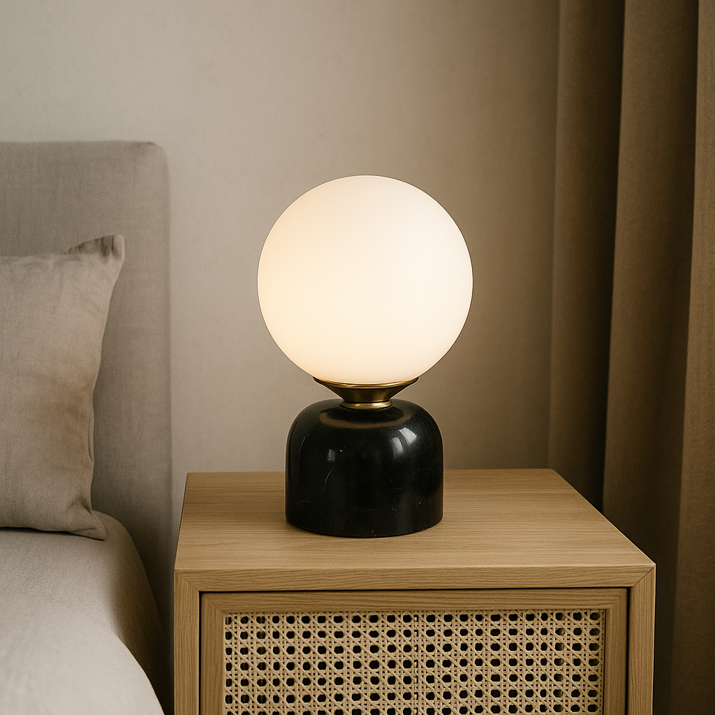 Elegant Marble Table Lamp | Soft Warm Glow | Bedside & Living Room Use 2