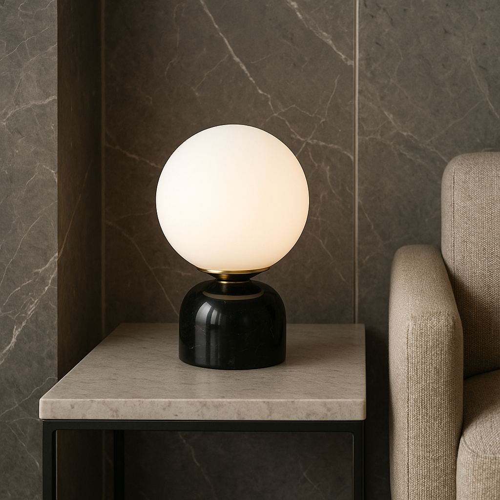 Elegant Marble Table Lamp | Soft Warm Glow | Bedside & Living Room Use 4