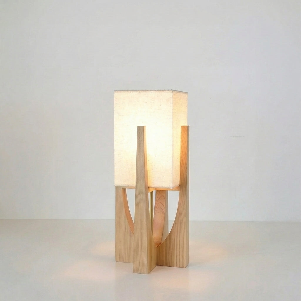 Elegant Modern Floor Lamp | Handcrafted Fabric & Wooden Base 0