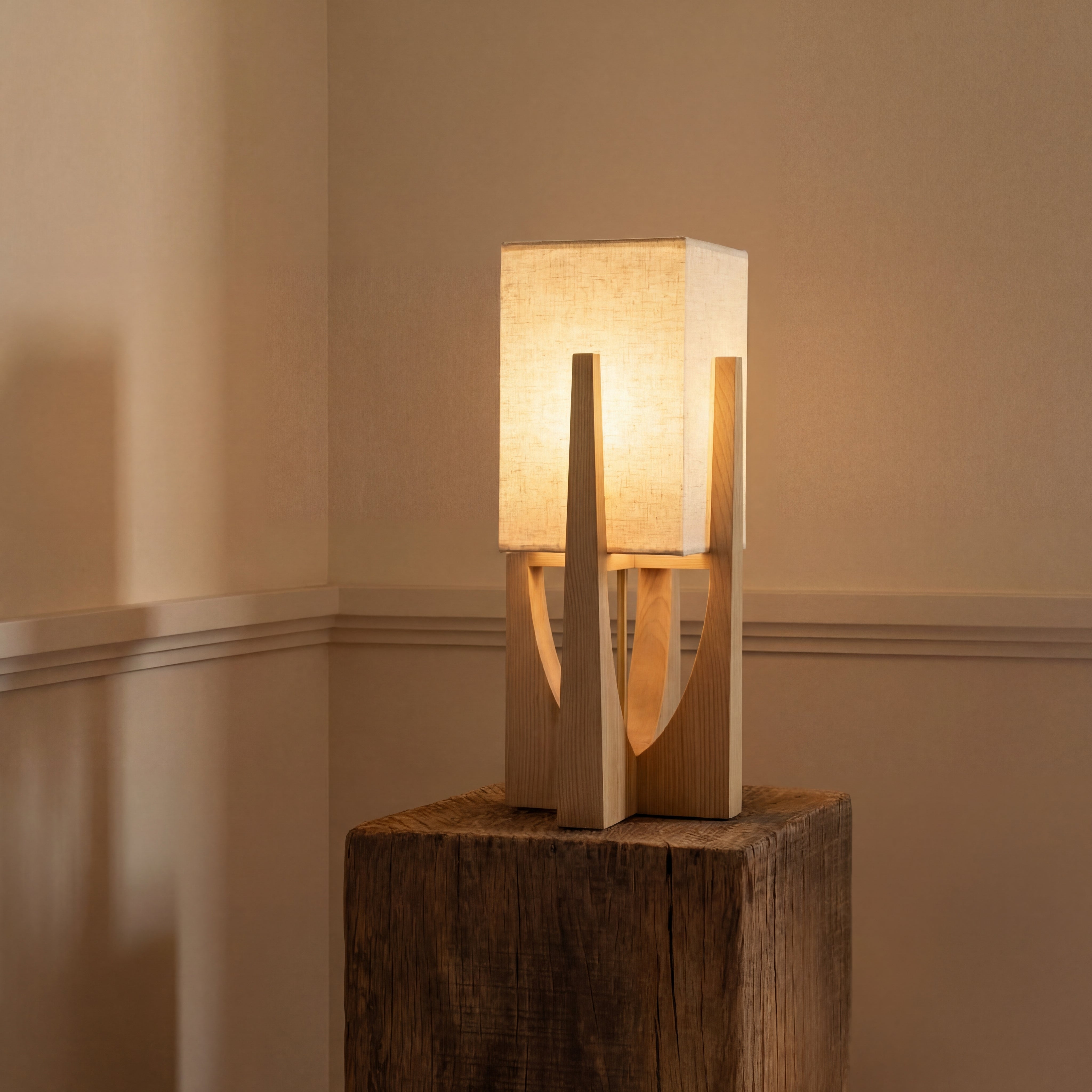 Elegant Modern Floor Lamp | Handcrafted Fabric & Wooden Base 3