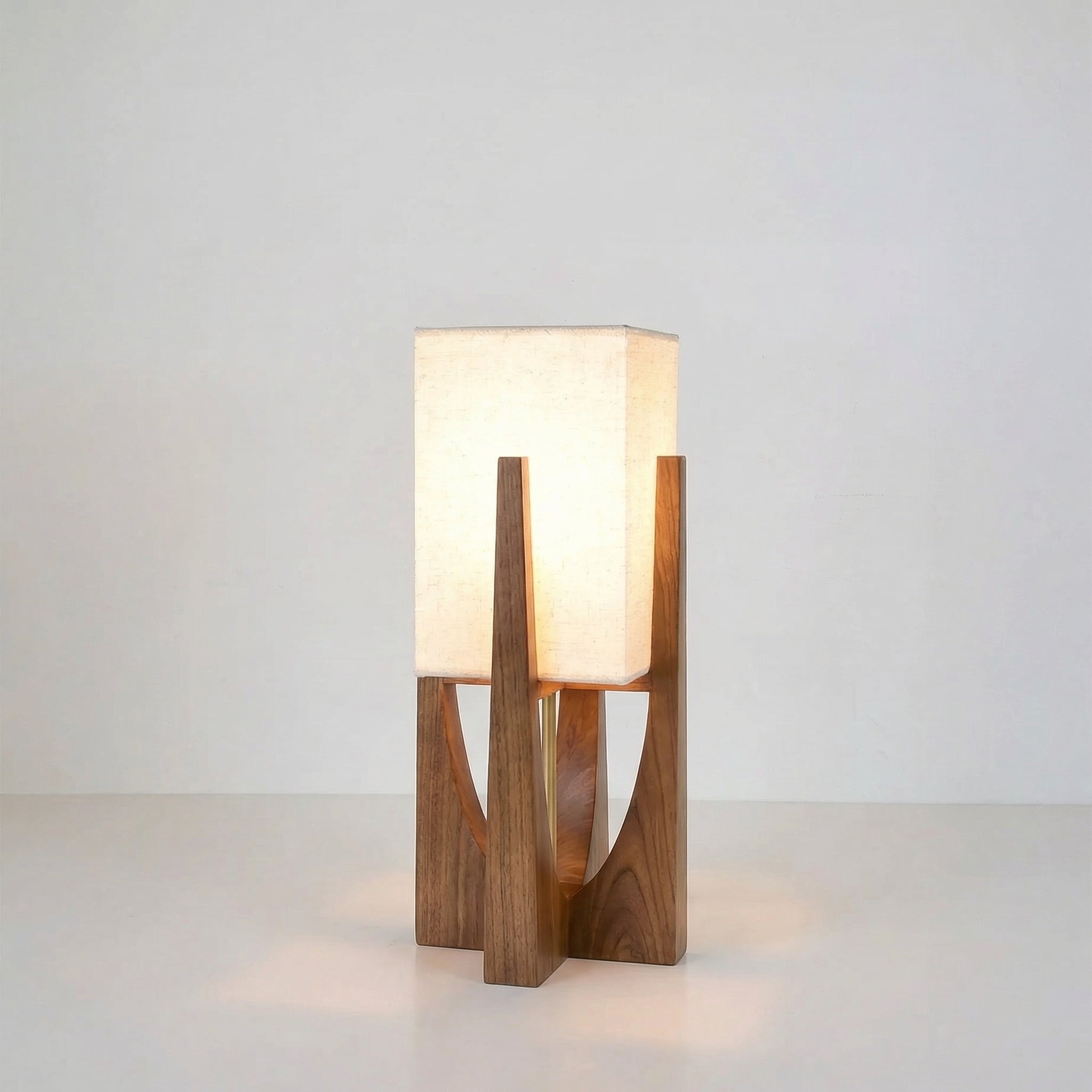 Elegant Modern Floor Lamp | Handcrafted Fabric & Wooden Base 4