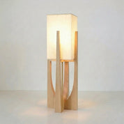 Elegant Modern Floor Lamp | Handcrafted Fabric & Wooden Base 5
