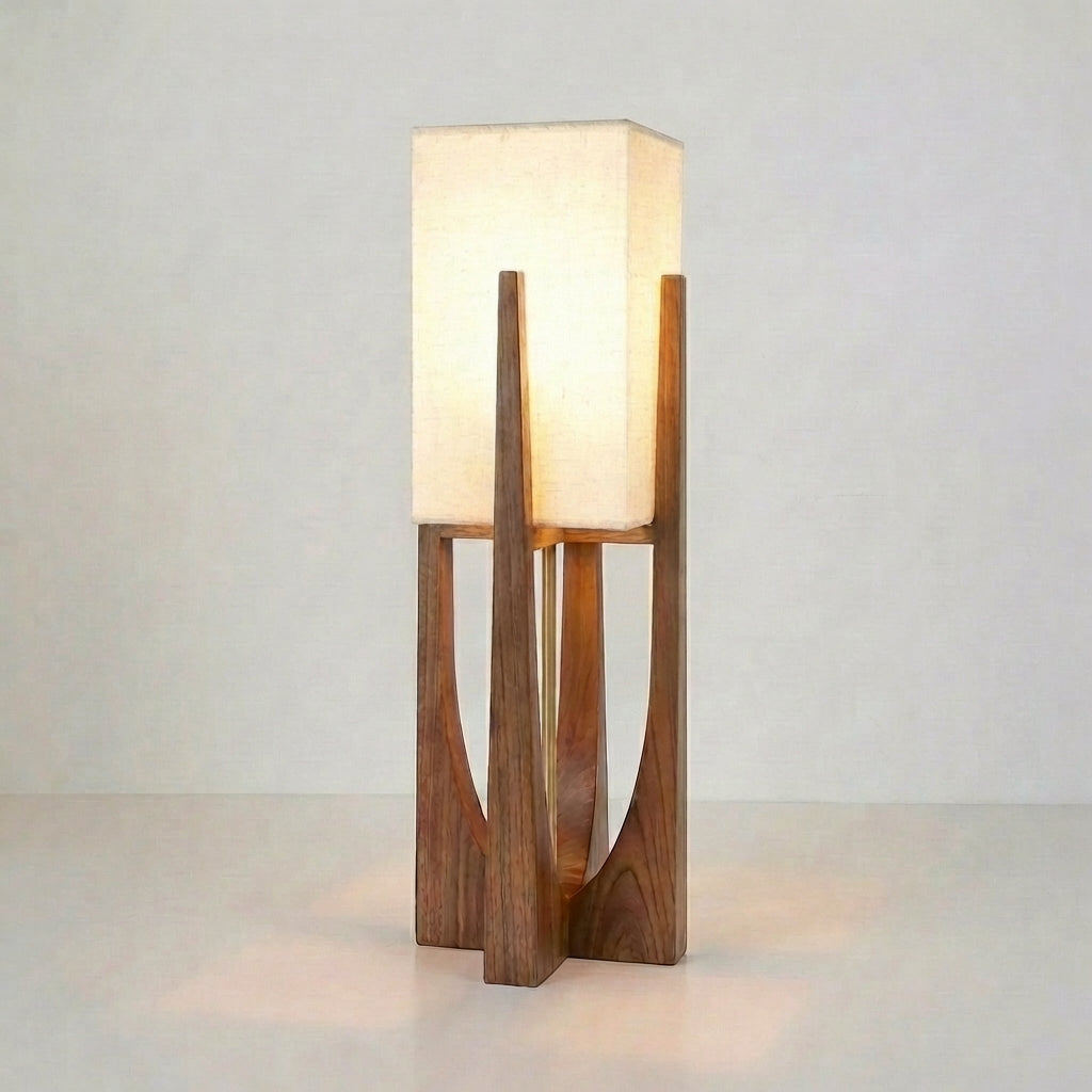 Elegant Modern Floor Lamp | Handcrafted Fabric & Wooden Base 6