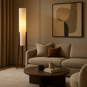 Elegant Solid Walnut Floor Lamp | Warm White Glow & Cozy Atmosphere 2