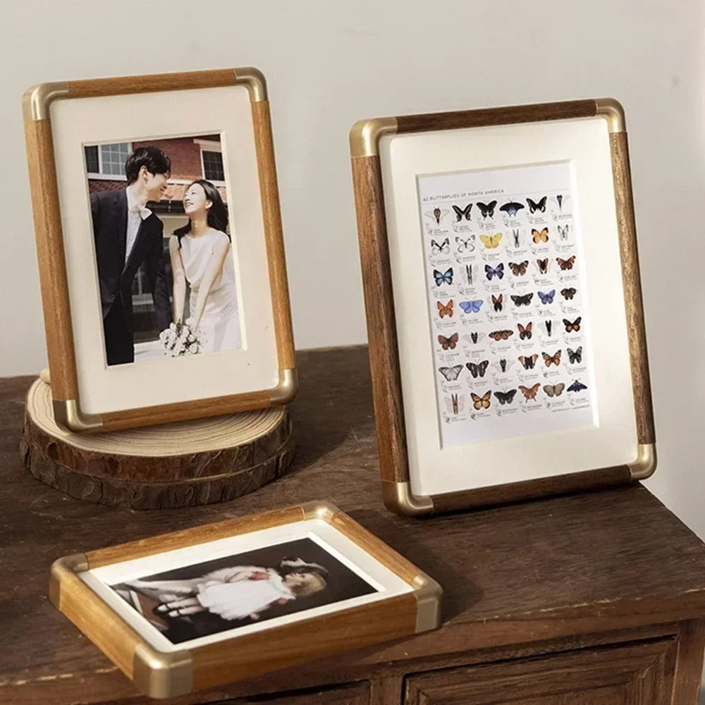 Elegant Vintage Photo Frame | Solid Wood & Brass Accents 3