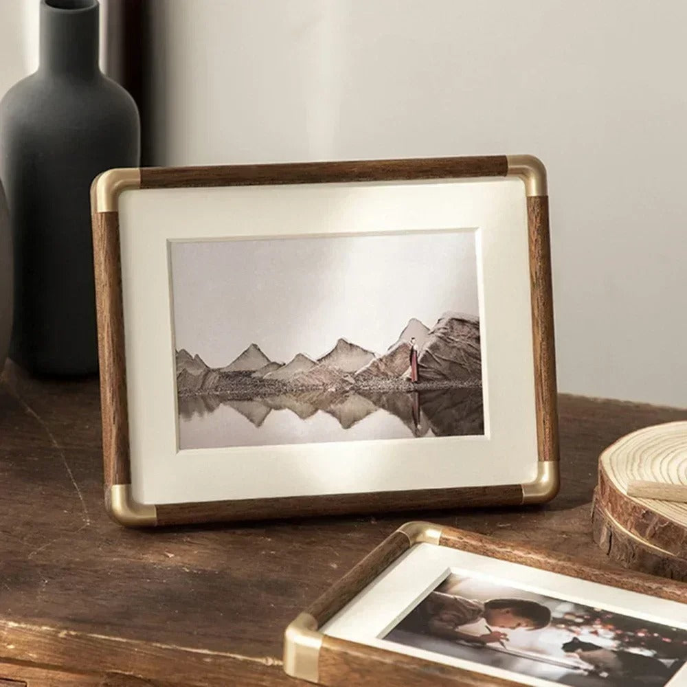 Elegant Vintage Photo Frame | Solid Wood & Brass Accents 4