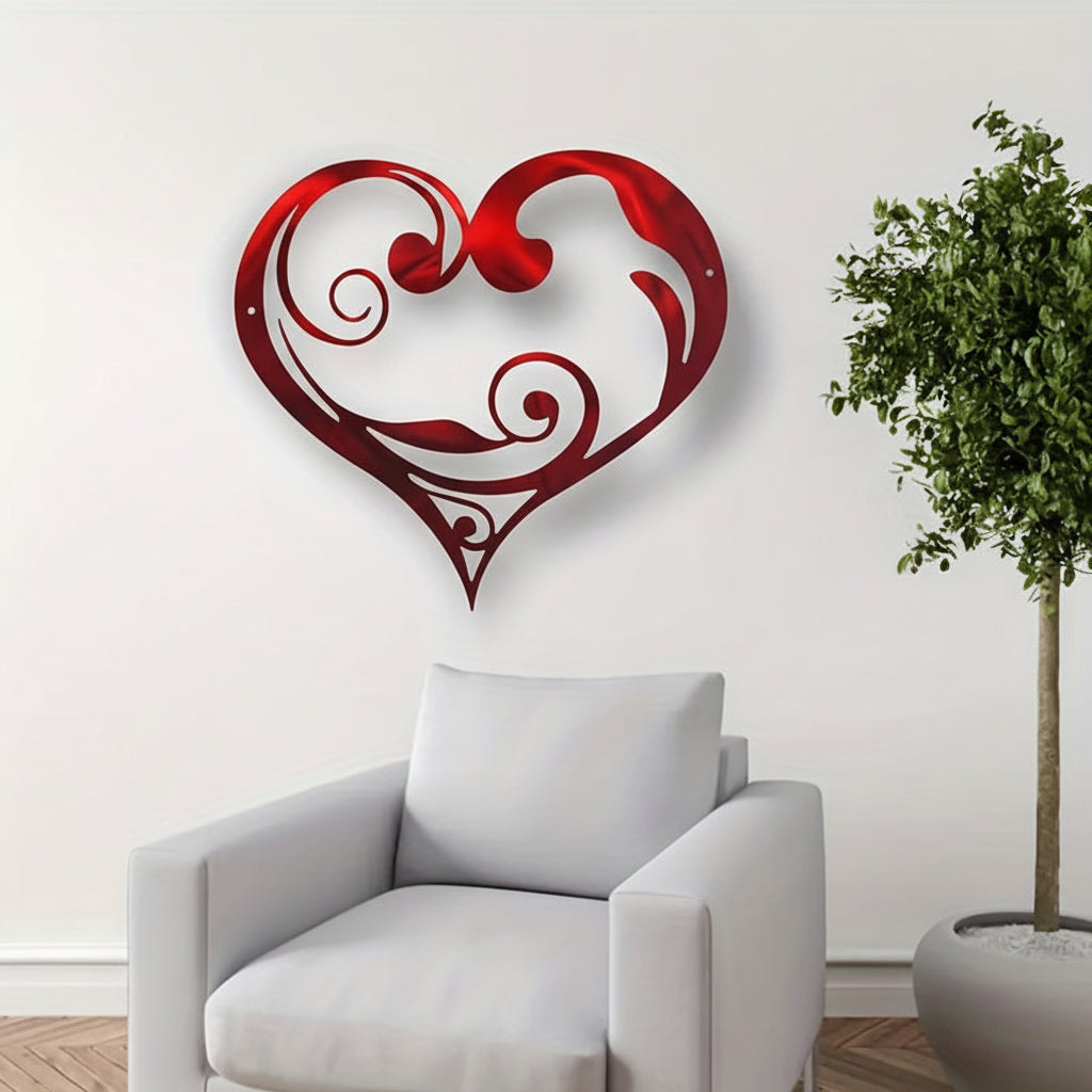 Elegant Vintage Wall Art | Heart-Shaped Metal Decor 0