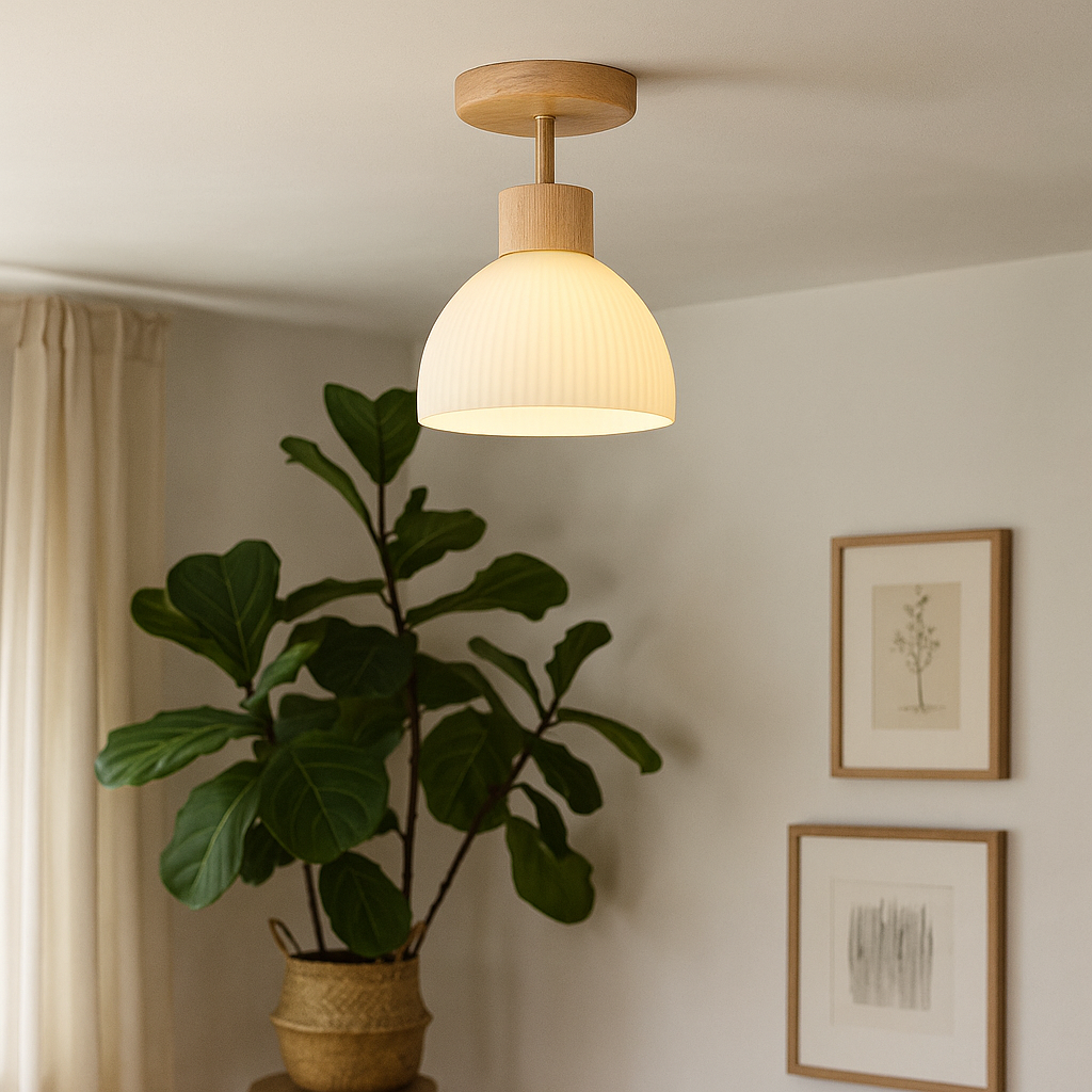 Elegant Wood Ceiling Light | Scandinavian & Japanese Design 1