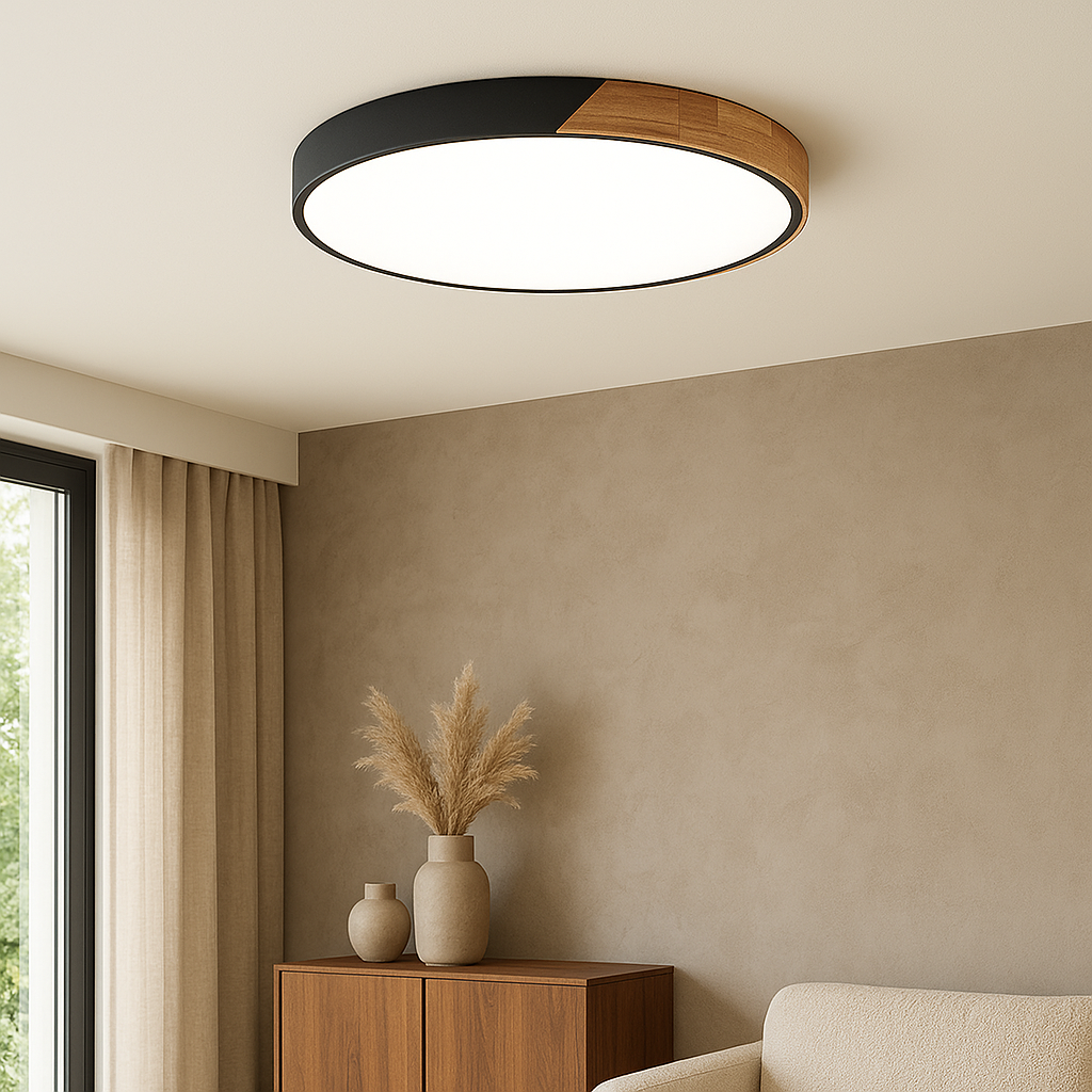 Elegant Wooden Ceiling Light Fixture | Minimalist Design & Soft LED Illumination 1