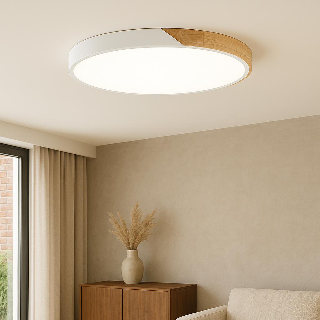 Elegant Wooden Ceiling Light Fixture | Minimalist Design & Soft LED Illumination 2