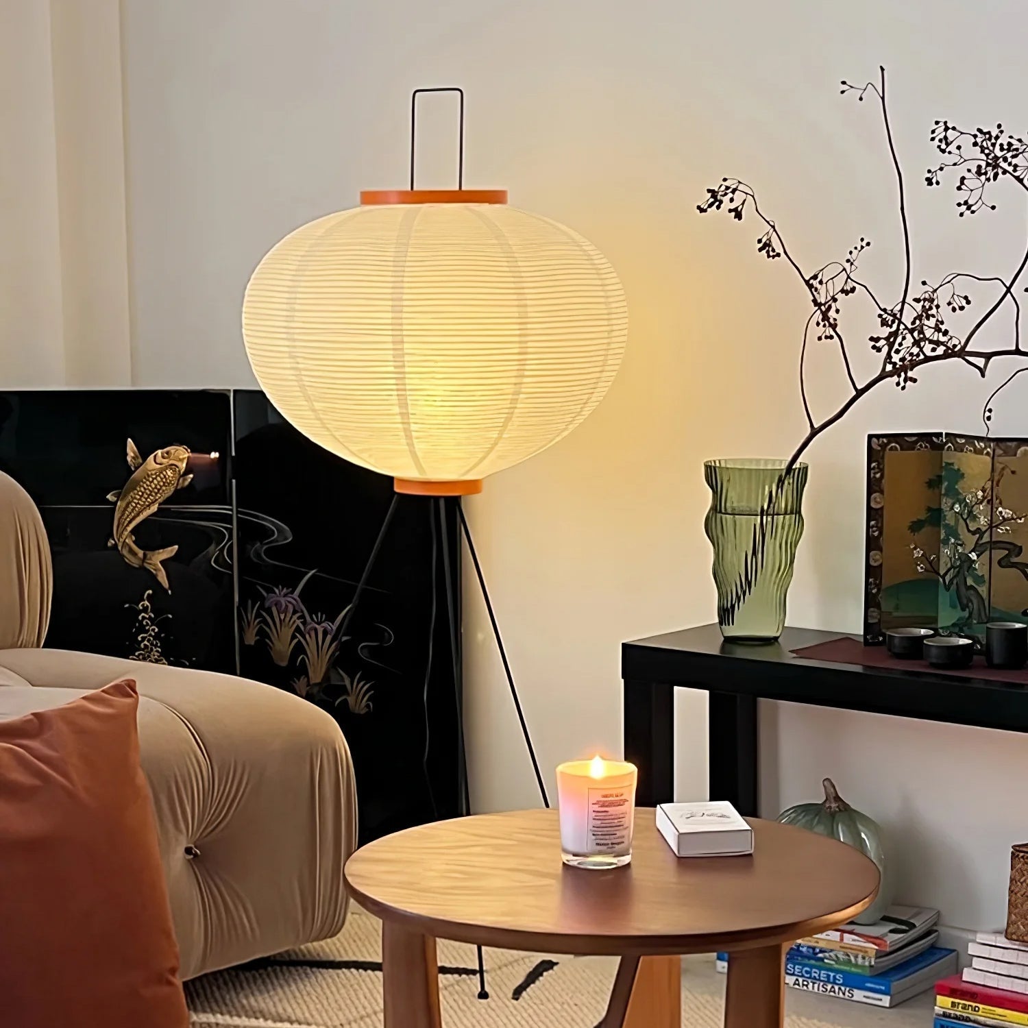 Handcrafted Rice Paper Floor Lamp | Unique Wabi Sabi Design for Living Room 1