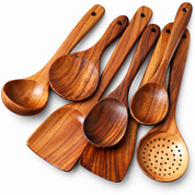 Kitchen Utensils Set Wooden Cooking Spoons Spatulas 7 Piece