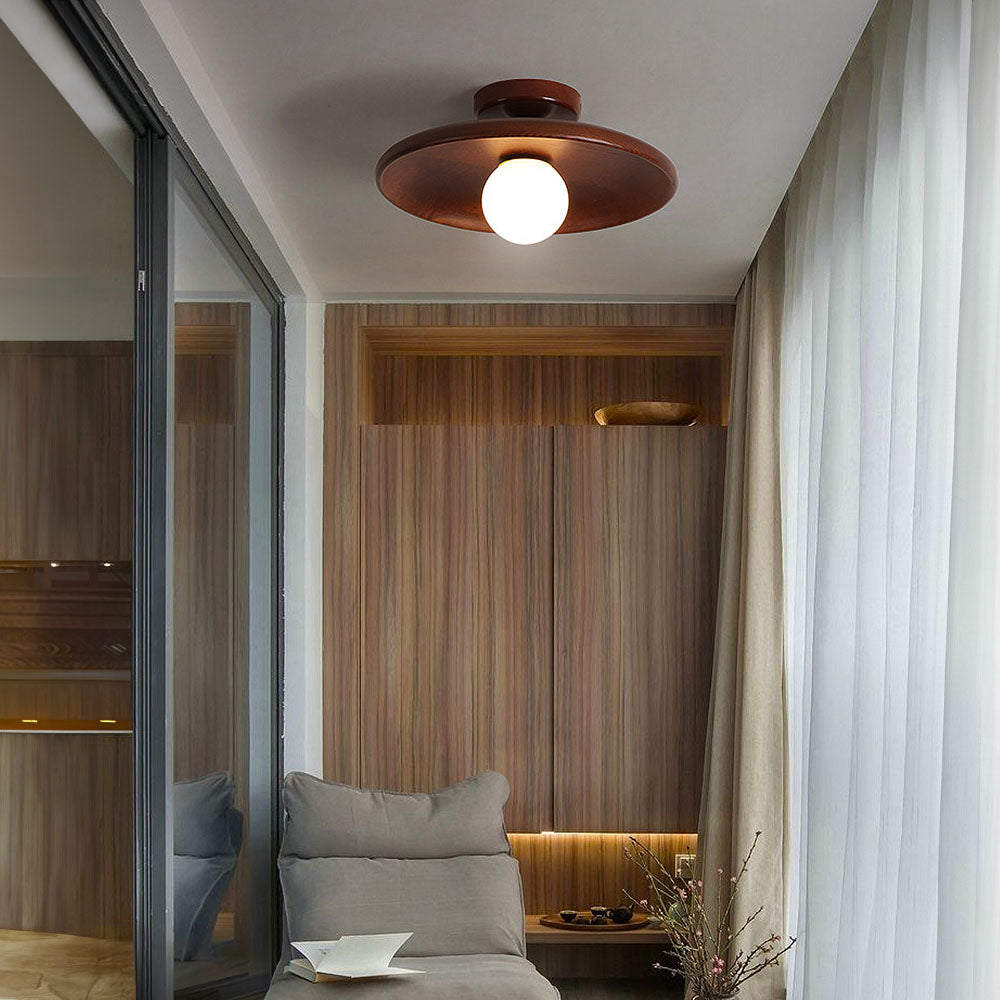 Minimalist Wood Ceiling Light | Flush Mount Fixture for Hallway & Living Room 0