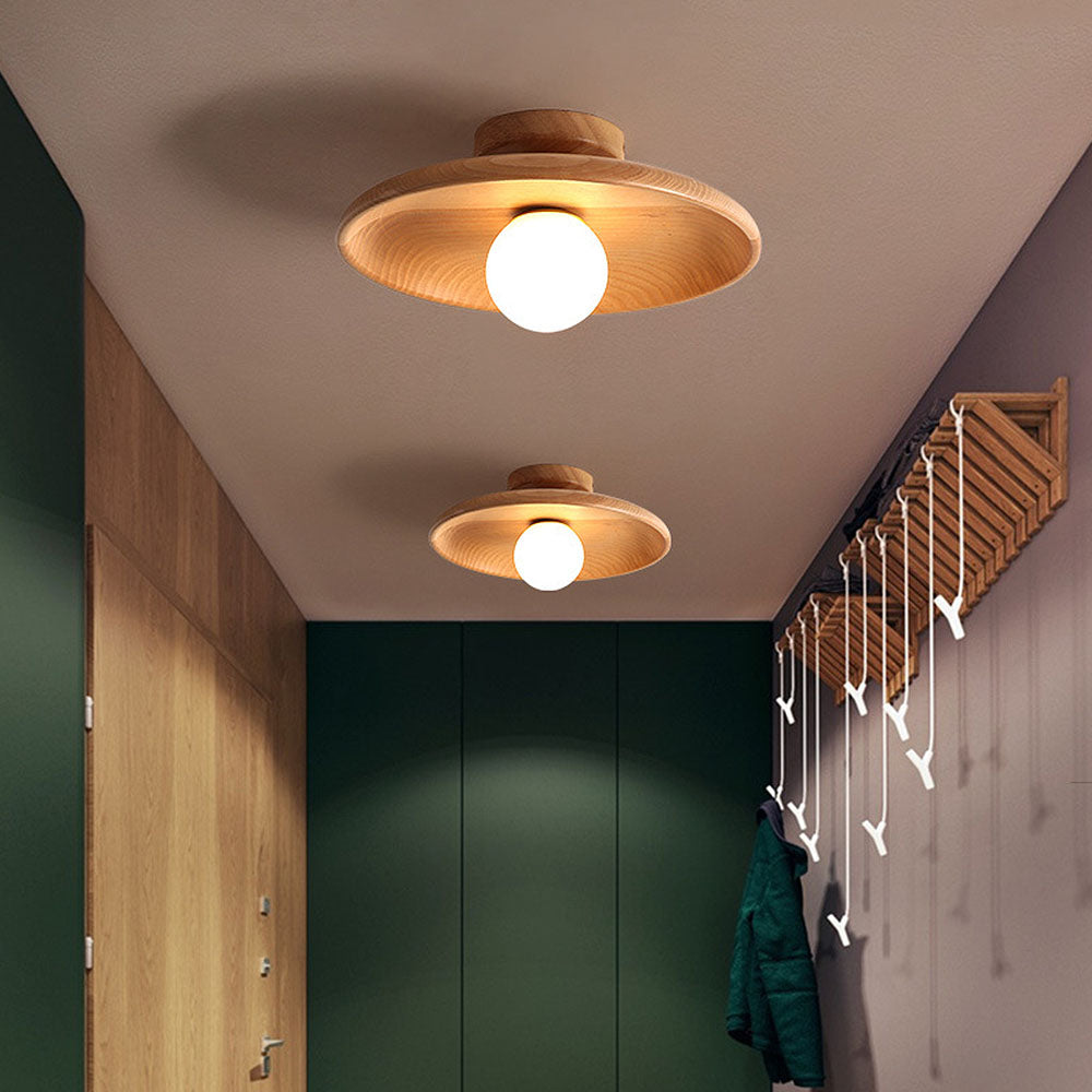 Minimalist Wood Ceiling Light | Flush Mount Fixture for Hallway & Living Room 3