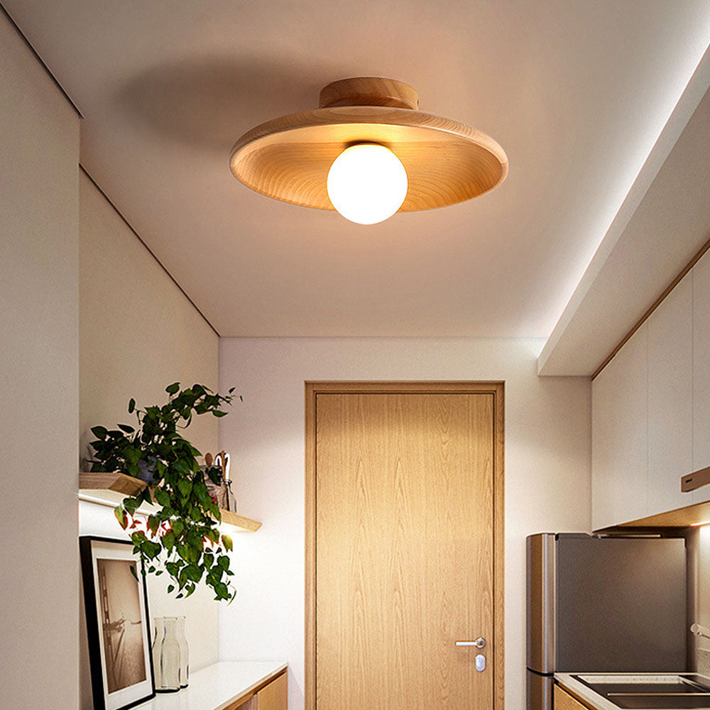 Minimalist Wood Ceiling Light | Flush Mount Fixture for Hallway & Living Room 9