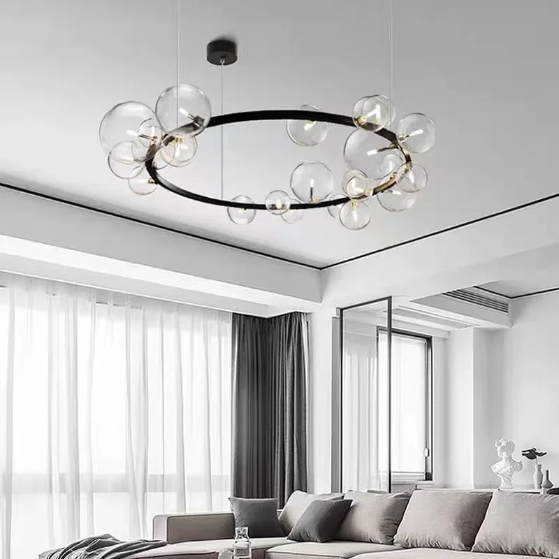 Modern Bubble Chandelier | Clear Glass Design & LED Illumination 4
