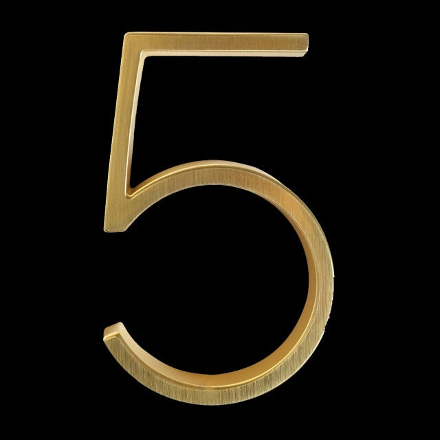 Modern Gold House Number | Rust-Free Zinc Alloy Plaque 6