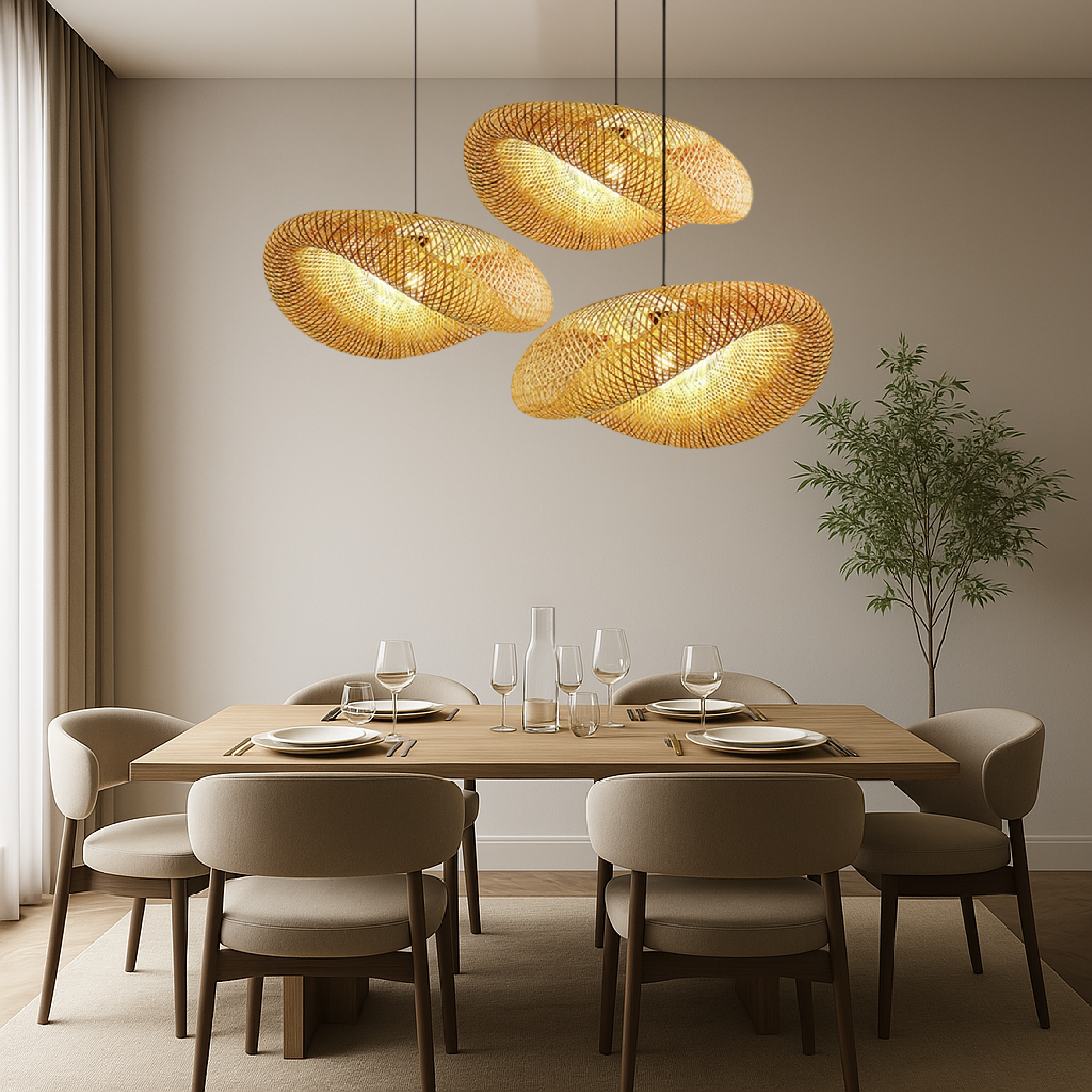 Natural Bamboo Pendant Light | Scandinavian Design 1