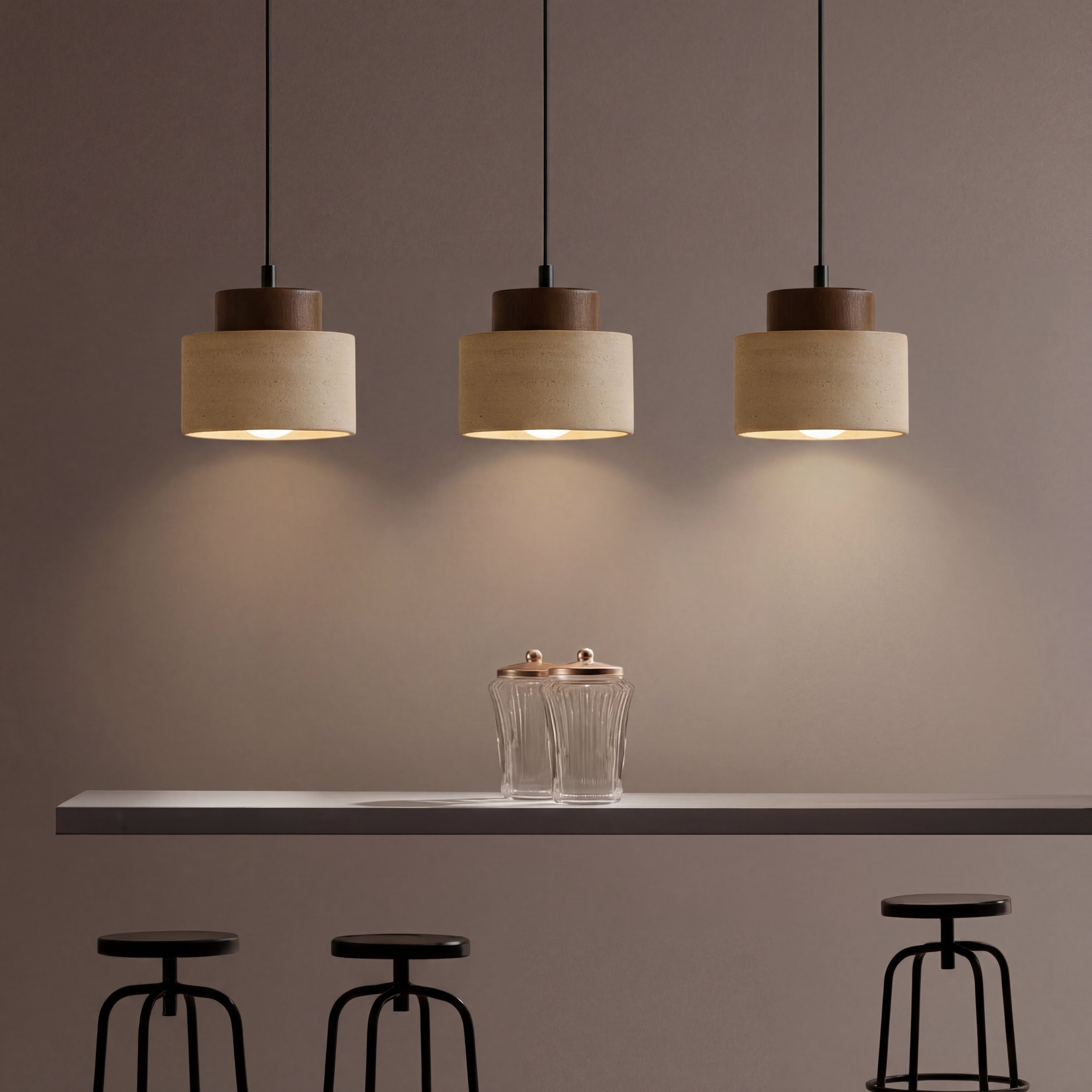 Natural Travertine Pendant Light | Adjustable & Dimmable 2