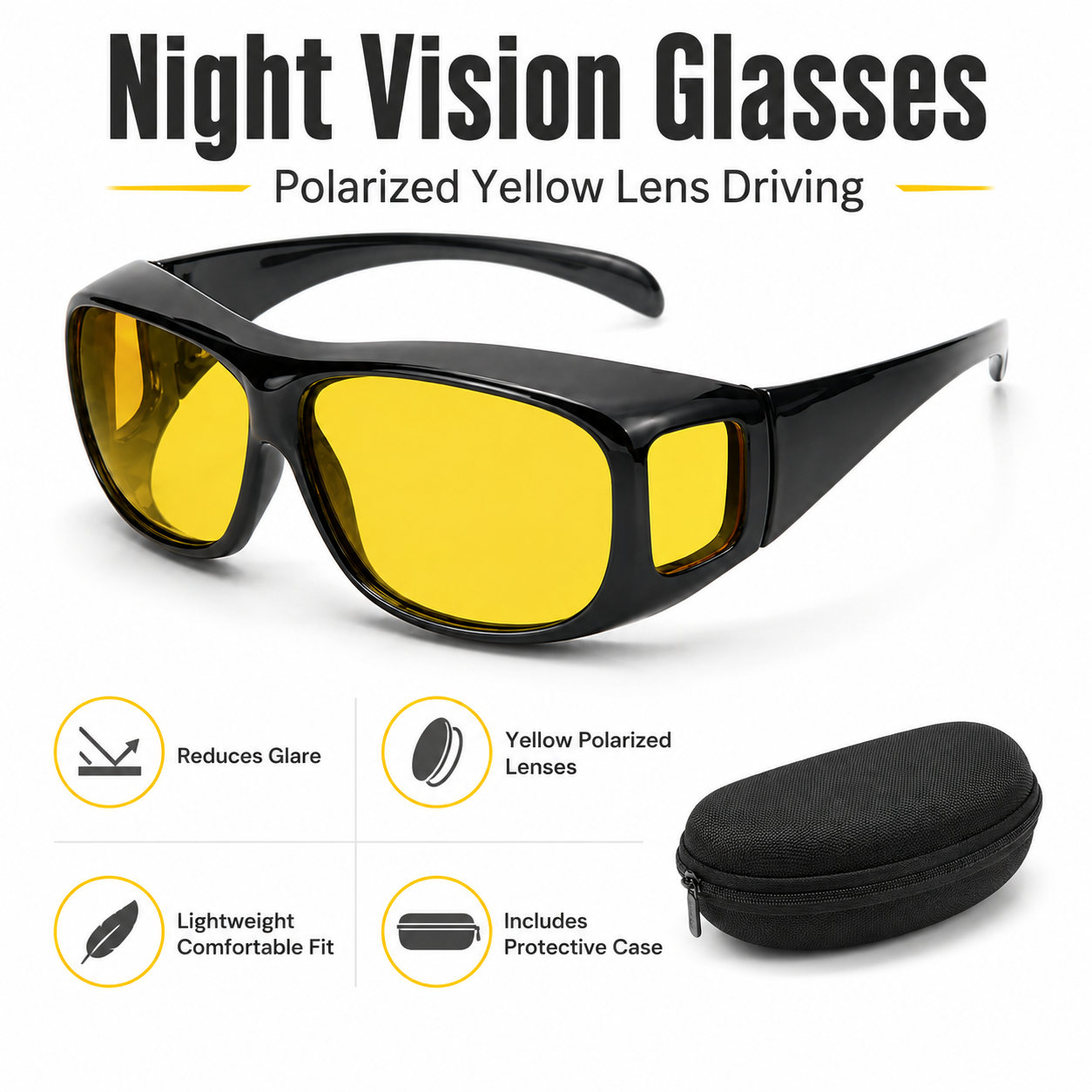 Night Vision Glasses Polarized Yellow Lens Driving