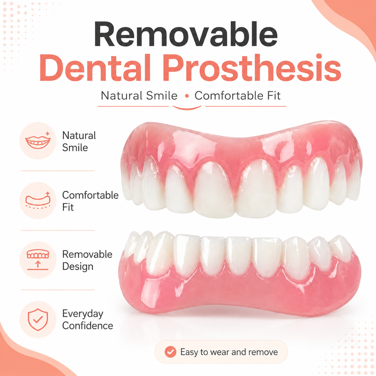 Removable Dental Prosthesis Natural Comfortable Fit
