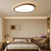 Sleek Modern Flush Mount Ceiling Light | LED Fixture with Dark Wood Design 0