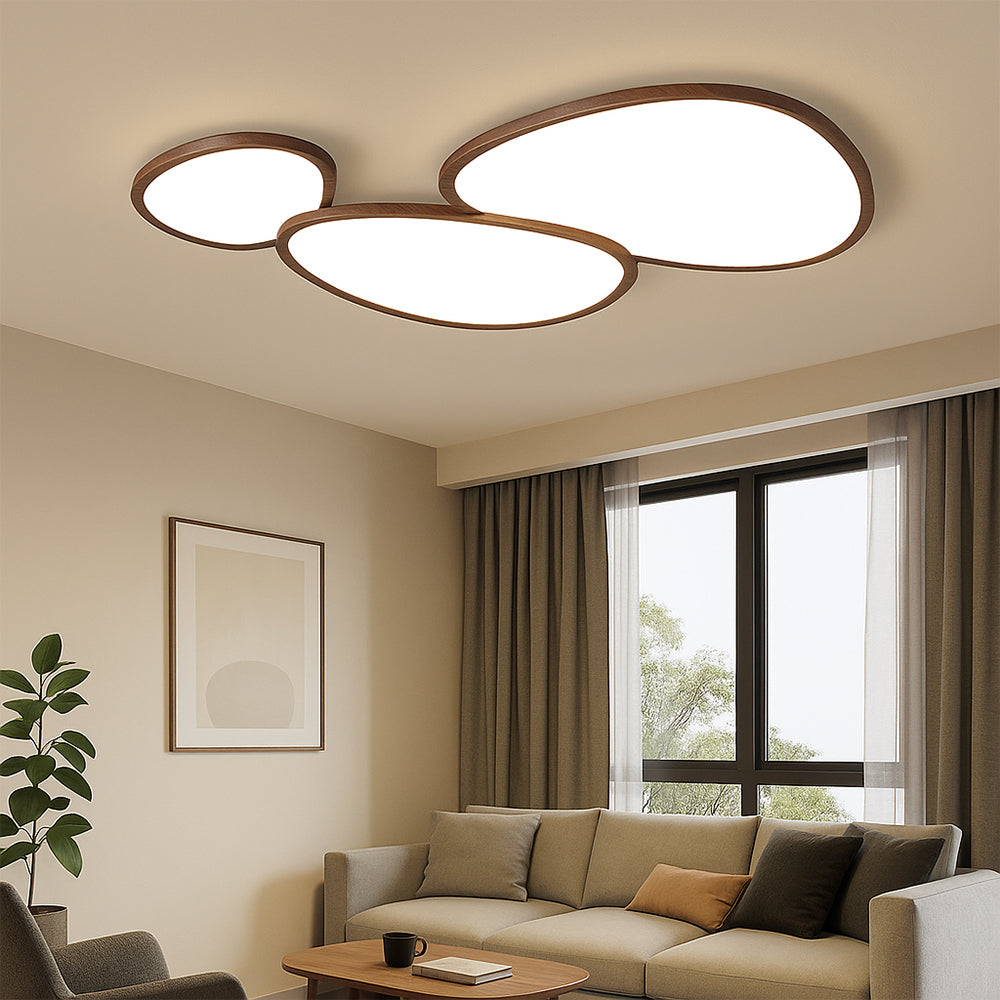 Sleek Modern Flush Mount Ceiling Light | LED Fixture with Dark Wood Design 1