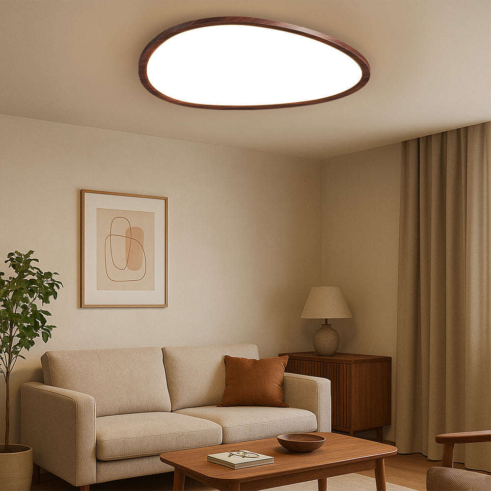 Sleek Modern Flush Mount Ceiling Light | LED Fixture with Dark Wood Design 2