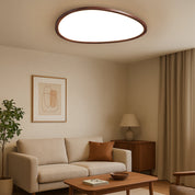 Sleek Modern Flush Mount Ceiling Light | LED Fixture with Dark Wood Design 2