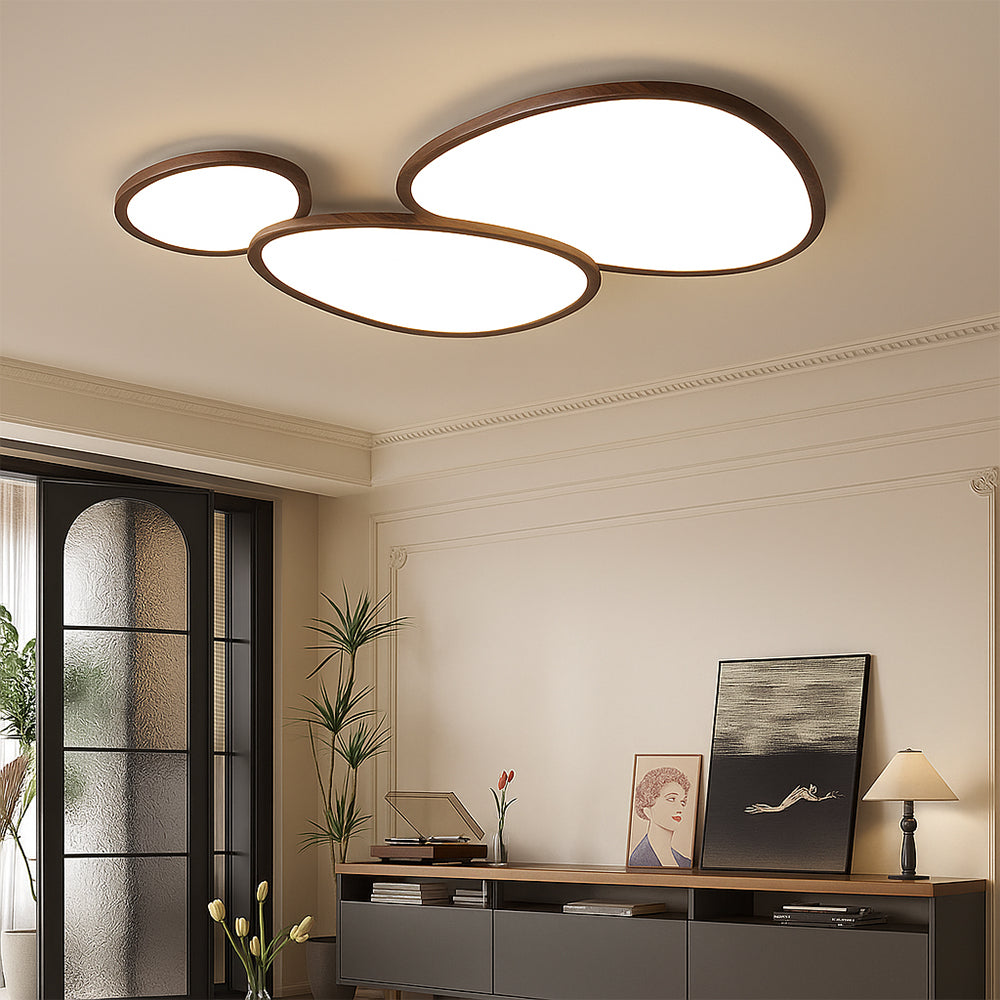 Sleek Modern Flush Mount Ceiling Light | LED Fixture with Dark Wood Design 3