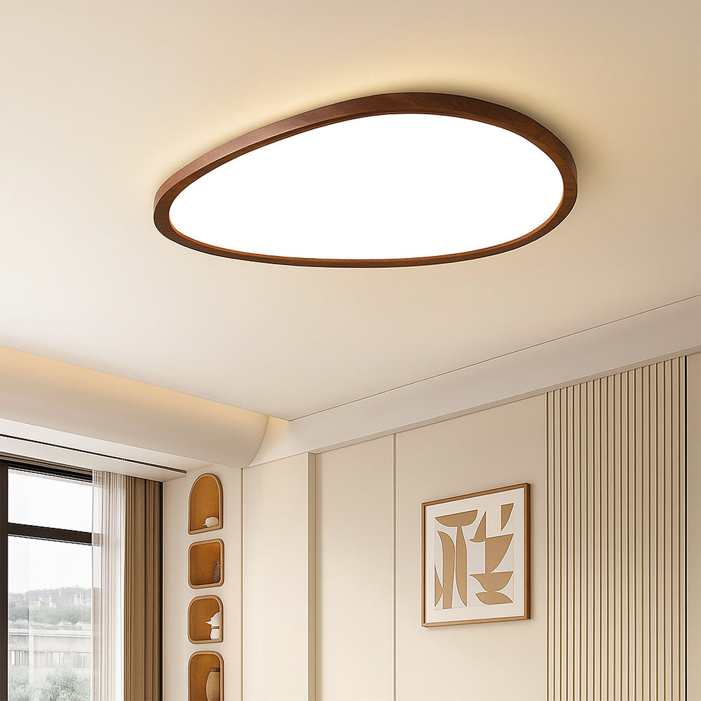 Sleek Modern Flush Mount Ceiling Light | LED Fixture with Dark Wood Design 5