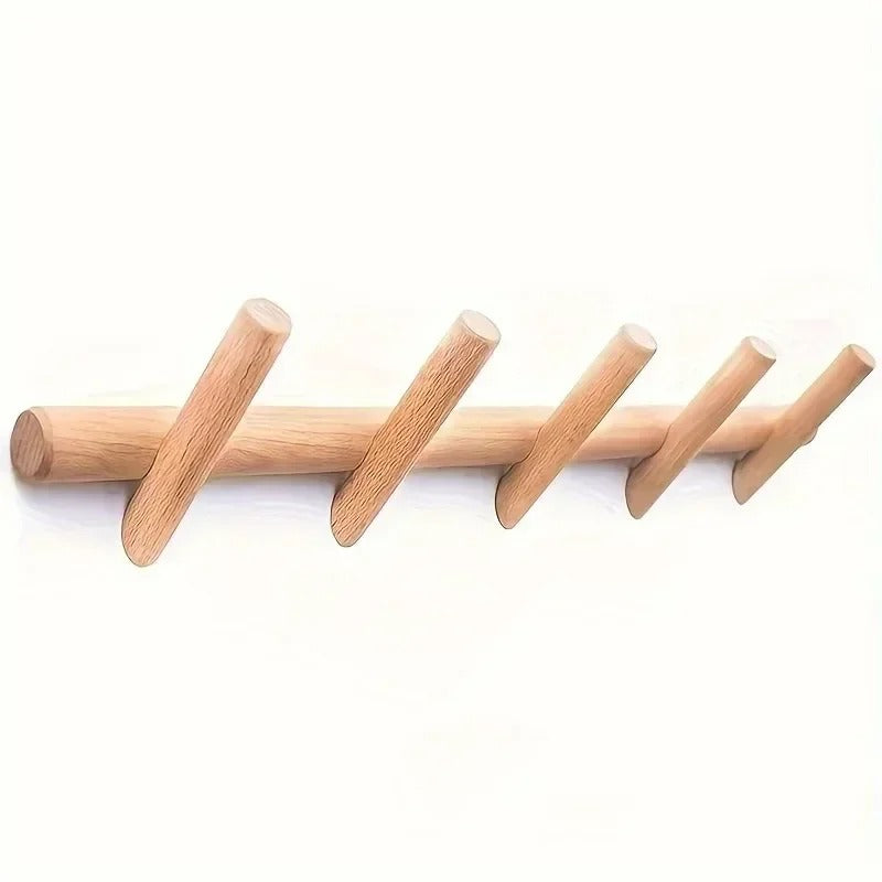 Sleek Scandinavian Wall Rack | Solid Oak Organizer 3
