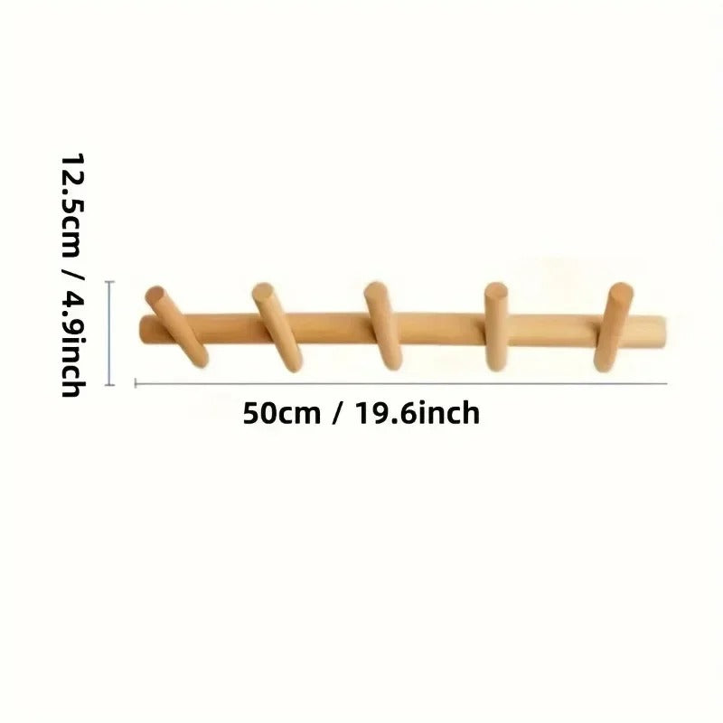 Sleek Scandinavian Wall Rack | Solid Oak Organizer 4