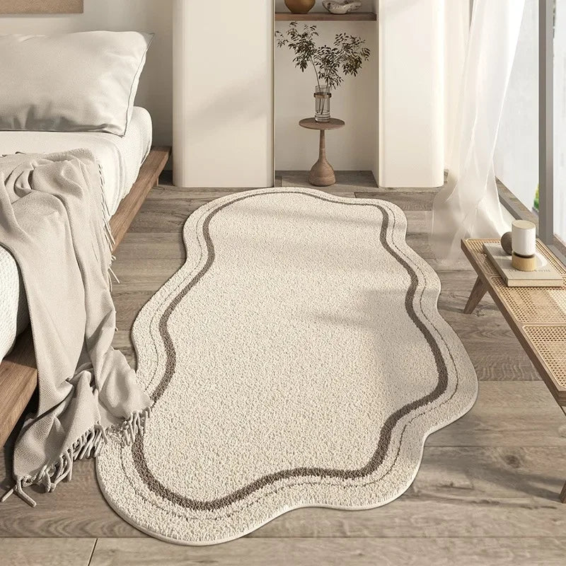 Soft Cream Area Rug | Irregular Shape & Non-Slip Design 0