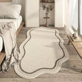 Soft Cream Area Rug | Irregular Shape & Non-Slip Design 0