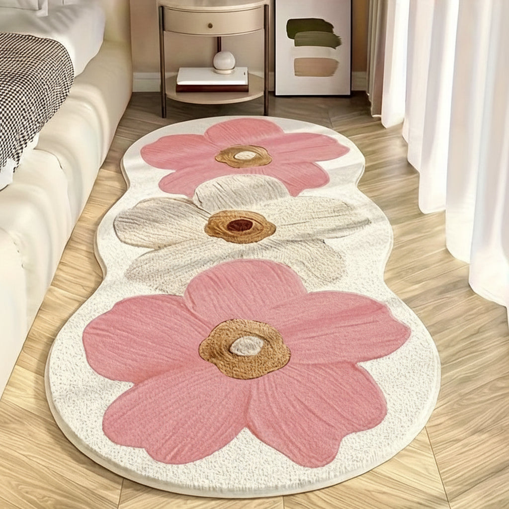 Soft Floral Area Rug | Non-Slip & Easy-Care Design 0
