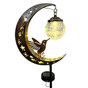 Solar Garden Stake Light Hummingbird Moon Design