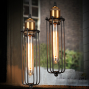 Vintage Industrial Pendant Light | Black Metal Cage Design & Cozy Kitchen Pendant Lighting 0